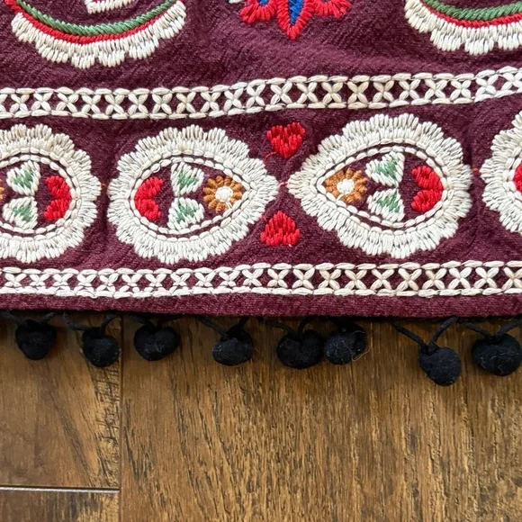 Altar'd State Burgundy Embroidered Mini Skirt - Picture 2 of 5